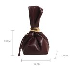 画像6: Retro bucket-wrapped wrinkled simple leather small  tote  bag　バケットラップレザートートメタルスモールバッグ (6)