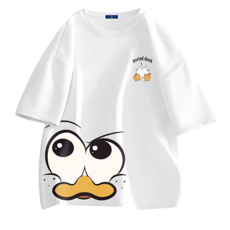 画像2: burled duck print Short Sleeve T-Shirt　ユニセックス 男女兼用バールドダックドナルドダッグプリント半袖  Tシャツ (2)