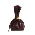 画像4: Retro bucket-wrapped wrinkled simple leather small  tote  bag　バケットラップレザートートメタルスモールバッグ (4)