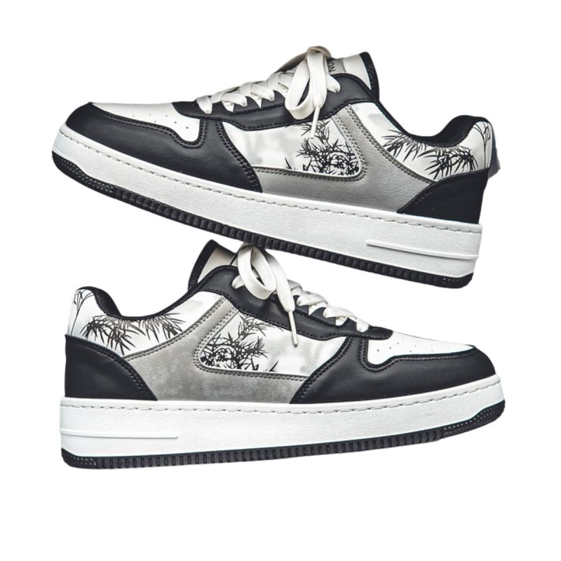 画像5: Bamboo print leather lace-up sneakers　 男女兼用ユニセックス レザーバンブーペイントレースアップスニーカー シューズ (5)