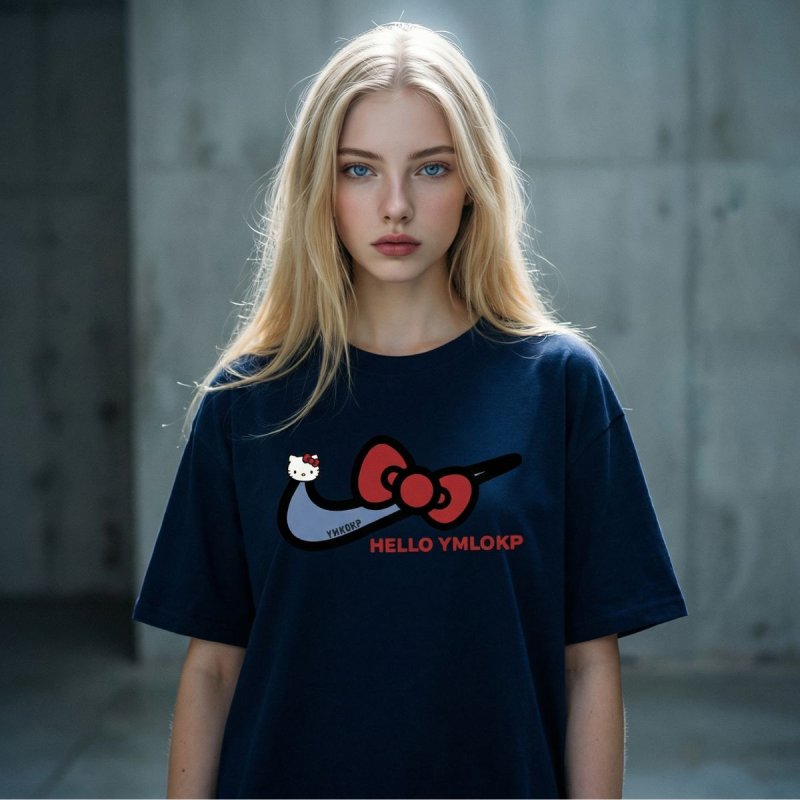 画像4: Hello Kitty  x Bow Sweat Swoosh Tshirts ユニセックス男女兼用 ハローキティ リボンx スウォッシュ Tシャツ (4)