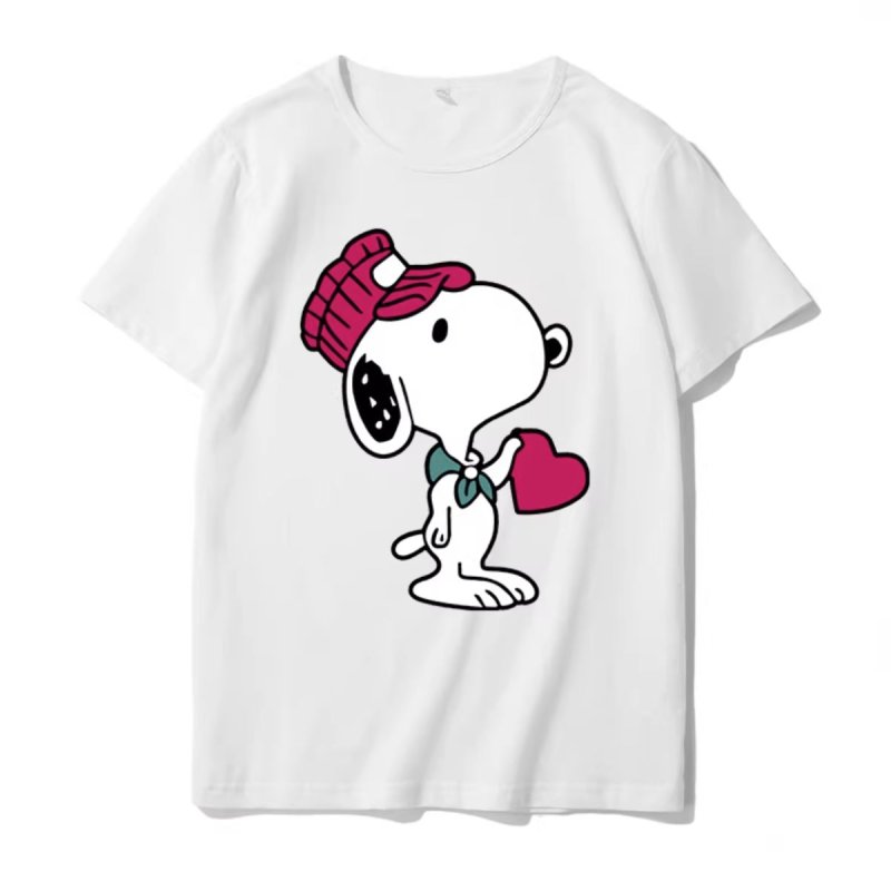 画像1: ILOVE Snoopy heart crew neck Print Tshirts ユニセックス男女兼用I LOVEスヌーピーハートプリント Tシャツ (1)