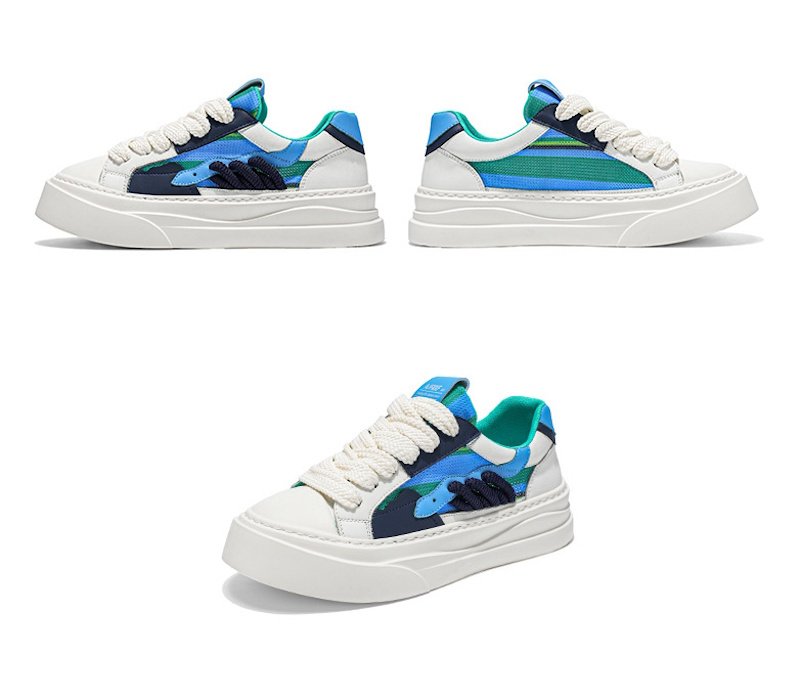 画像4: Men's Shoes: Color-Matching Breathable Lace-Up Sneakers　男女兼用ユニセックスプラットフォーム厚底カラーマッチングブリーザブルレースアップスニーカー シューズ (4)