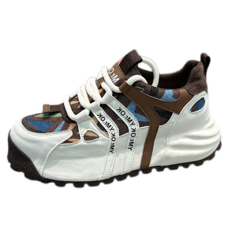 画像1: Platform graphic canvas Lace-up sneakers 男女兼用ユニセックスプラットフォーム厚底グラフィックキャンバスレースアップスニーカー シューズ (1)