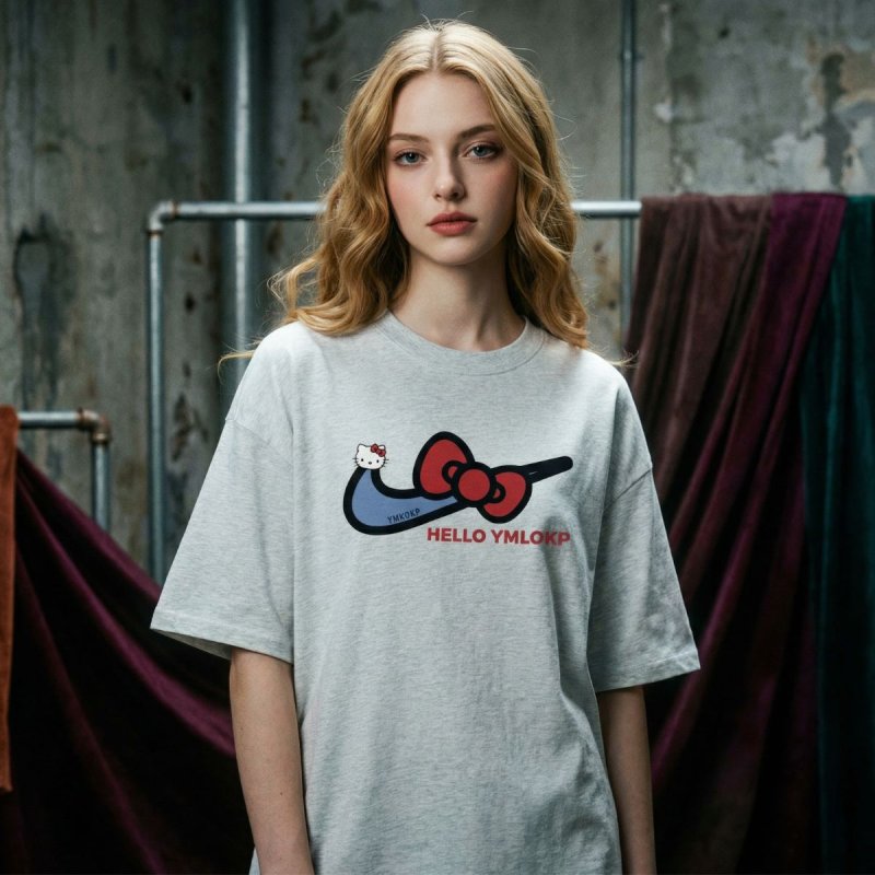 画像5: Hello Kitty  x Bow Sweat Swoosh Tshirts ユニセックス男女兼用 ハローキティ リボンx スウォッシュ Tシャツ (5)