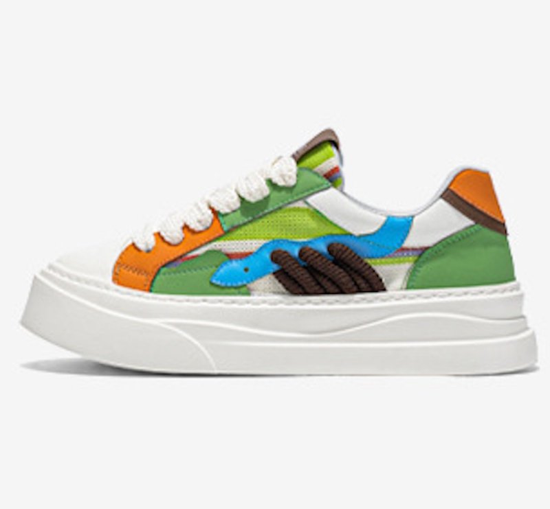 画像2: Men's Shoes: Color-Matching Breathable Lace-Up Sneakers　男女兼用ユニセックスプラットフォーム厚底カラーマッチングブリーザブルレースアップスニーカー シューズ (2)