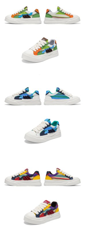 画像8: Men's Shoes: Color-Matching Breathable Lace-Up Sneakers　男女兼用ユニセックスプラットフォーム厚底カラーマッチングブリーザブルレースアップスニーカー シューズ (8)