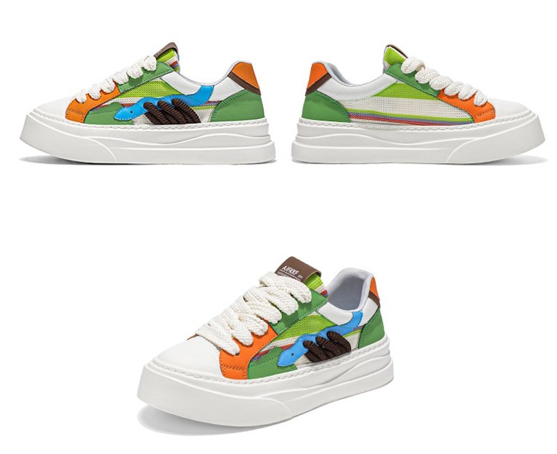 画像5: Men's Shoes: Color-Matching Breathable Lace-Up Sneakers　男女兼用ユニセックスプラットフォーム厚底カラーマッチングブリーザブルレースアップスニーカー シューズ (5)