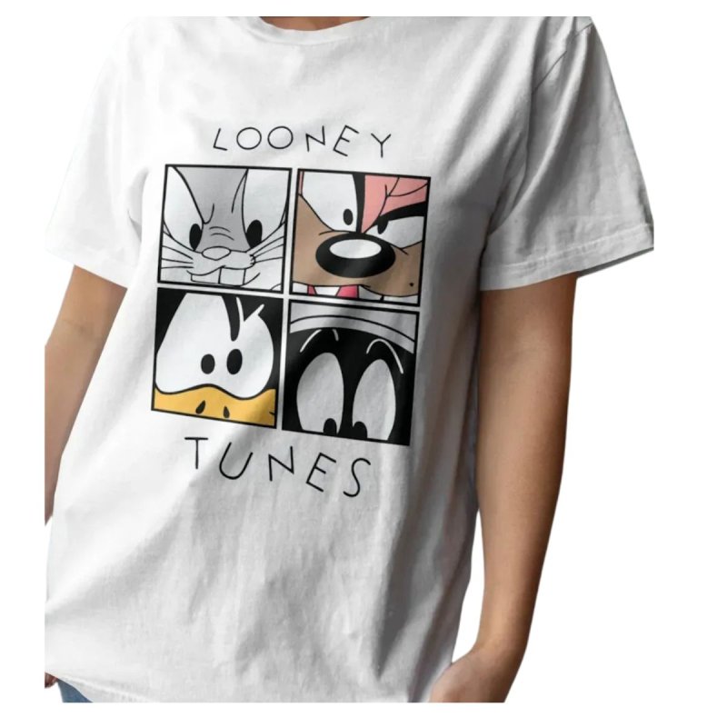 画像1: Looney Tunes & Friends Box  print Short Sleeve T-Shirt　ユニセックス 男女兼用ルーニー・テューンズ＆仲間ボックスプリント半袖  Tシャツ (1)