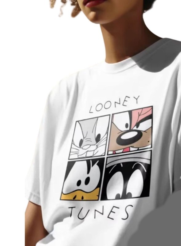 画像2: Looney Tunes & Friends Box  print Short Sleeve T-Shirt　ユニセックス 男女兼用ルーニー・テューンズ＆仲間ボックスプリント半袖  Tシャツ (2)