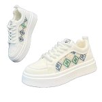 画像3: Geometric pattern chunky sole platform lace-up sneakers shoes 　男女兼用ユニセックスプラットフォーム厚底幾何学模様レースアップスニーカー シューズ (3)