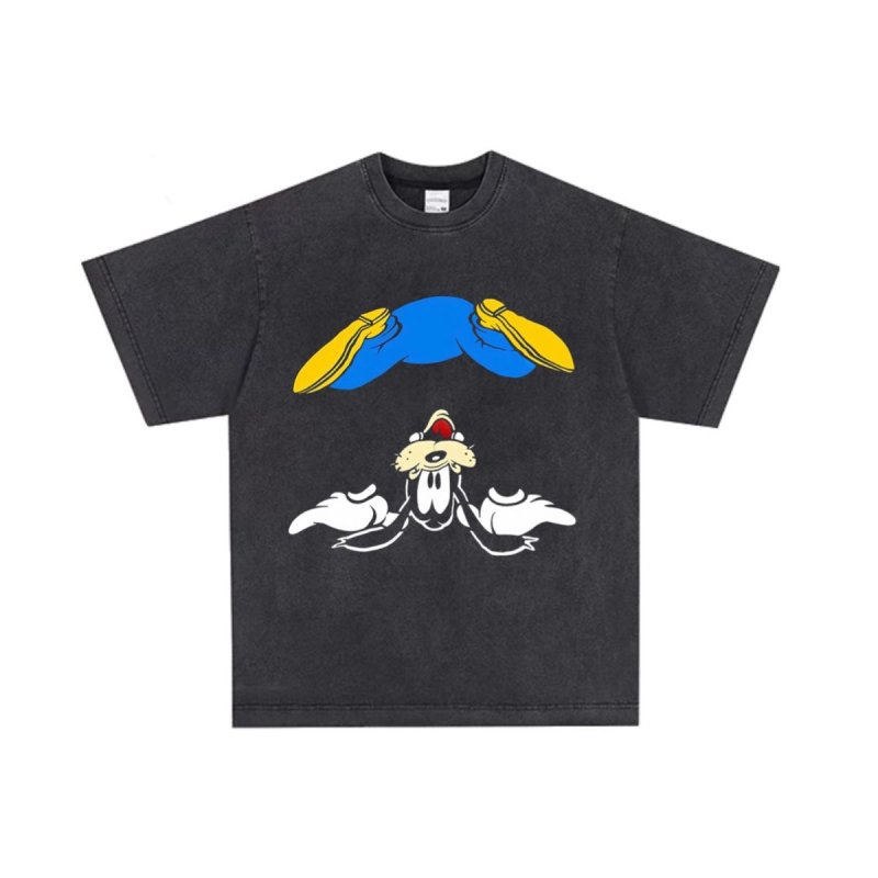 画像1: Unisex Vintage 90S Handstand Mickey & Goofy T-Shirt ユニセックス 男女兼用 逆立ち ミッキー & グーフィー ヴィンテージ加工 プリント 半袖 Tシャツ (1)
