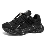 画像2: Chunky sole platform leather lace-up　男女兼用ユニセックスプラットフォーム厚底ペイントレザーレースアップスニーカー シューズ (2)