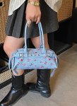 画像4: Denim floral tote shoulder bag　花柄フラワー デニム3wayトートショルダー斜め掛けバッグ (4)