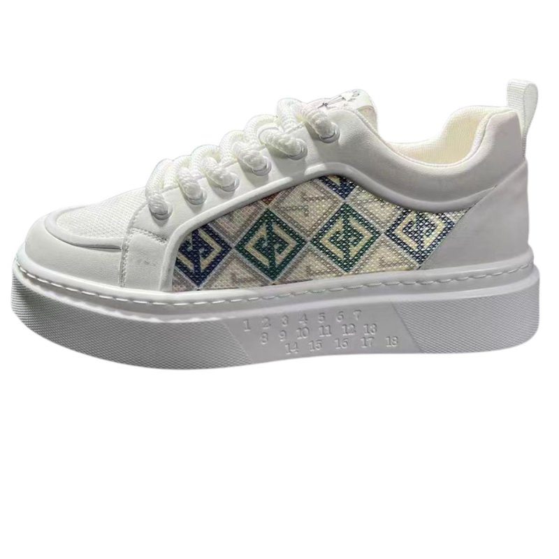 画像4: Geometric pattern chunky sole platform lace-up sneakers shoes 　男女兼用ユニセックスプラットフォーム厚底幾何学模様レースアップスニーカー シューズ (4)