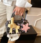 画像5: Star and floral pattern leather 3-way tote shoulder pouch bag　星 花柄 レザー3wayトートショルダーポシェットバッグ (5)