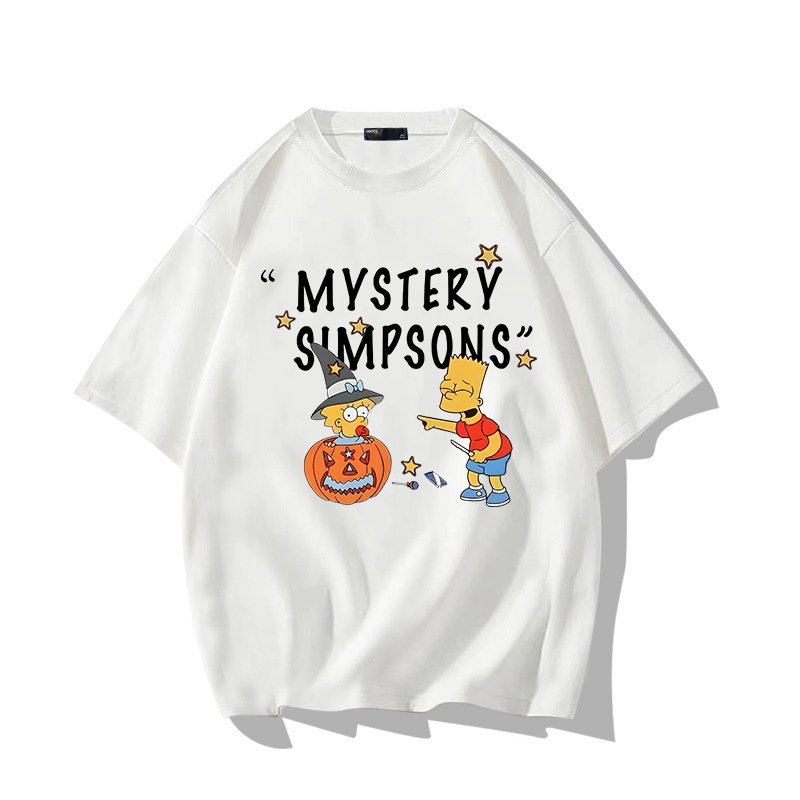 画像1: MYSTERY SIMPSONS Marge Simpson x Bart Simpson Logo T-shirt　ユニセックス 男女兼用 ミステリーシンプソンズ マージシンプソン × バートシンプソンロゴプリント 半袖 Tシャツ (1)