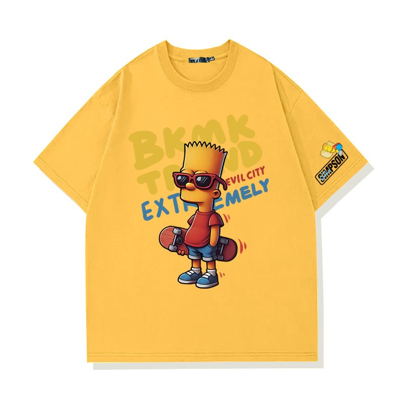 画像8: Unisex Bart Simpson x Skateboarding Print  T-shirt  男女兼用 ユニセックスバートシンプソン×スケートボードスケボープリント 半袖 Tシャツ (8)