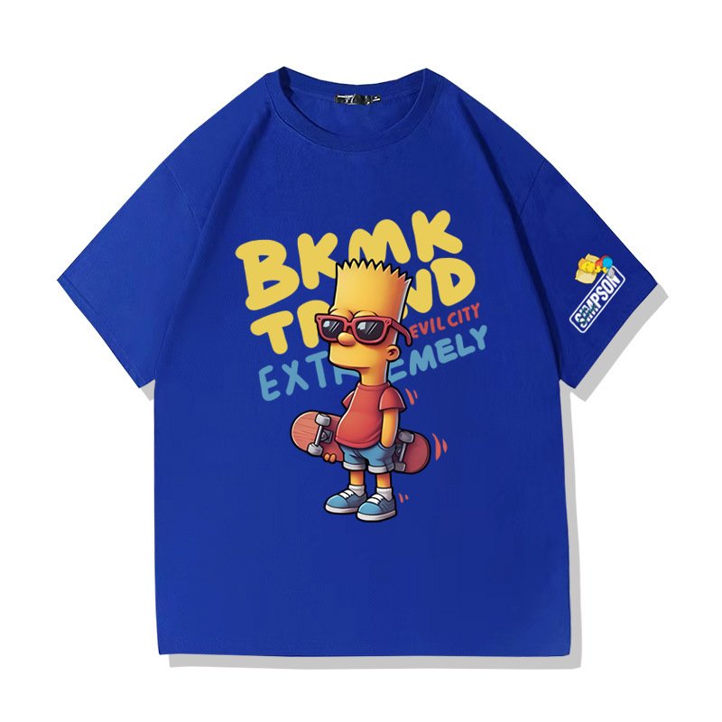 画像7: Unisex Bart Simpson x Skateboarding Print  T-shirt  男女兼用 ユニセックスバートシンプソン×スケートボードスケボープリント 半袖 Tシャツ (7)
