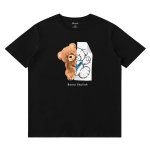 画像1: Unisex black white Half-Bear & Sketch Bear Print  T-shirt  男女兼用 ユニセックスハーフ―ベアー＆スケッチベアプリント 半袖 Tシャツ (1)