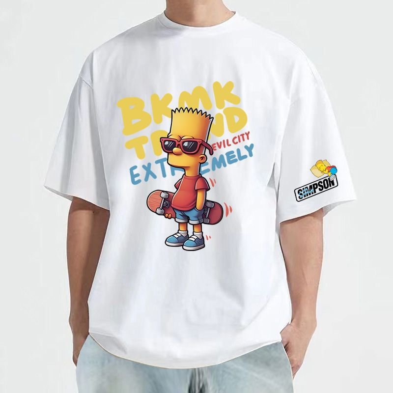 画像11: Unisex Bart Simpson x Skateboarding Print  T-shirt  男女兼用 ユニセックスバートシンプソン×スケートボードスケボープリント 半袖 Tシャツ (11)