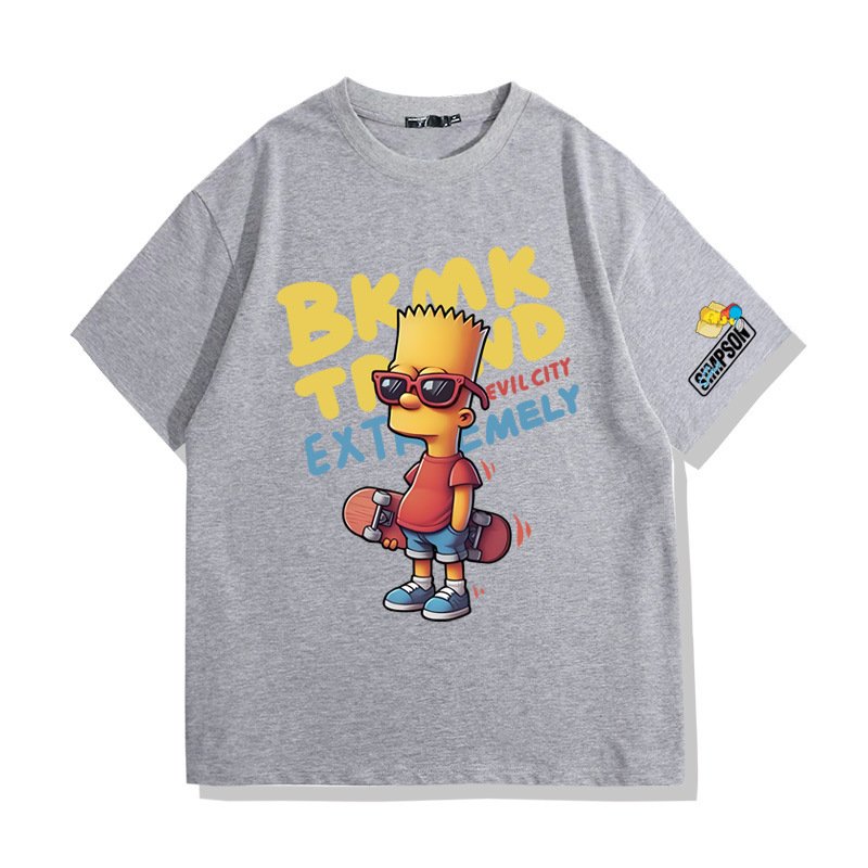 画像3: Unisex Bart Simpson x Skateboarding Print  T-shirt  男女兼用 ユニセックスバートシンプソン×スケートボードスケボープリント 半袖 Tシャツ (3)