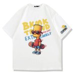画像1: Unisex Bart Simpson x Skateboarding Print  T-shirt  男女兼用 ユニセックスバートシンプソン×スケートボードスケボープリント 半袖 Tシャツ (1)