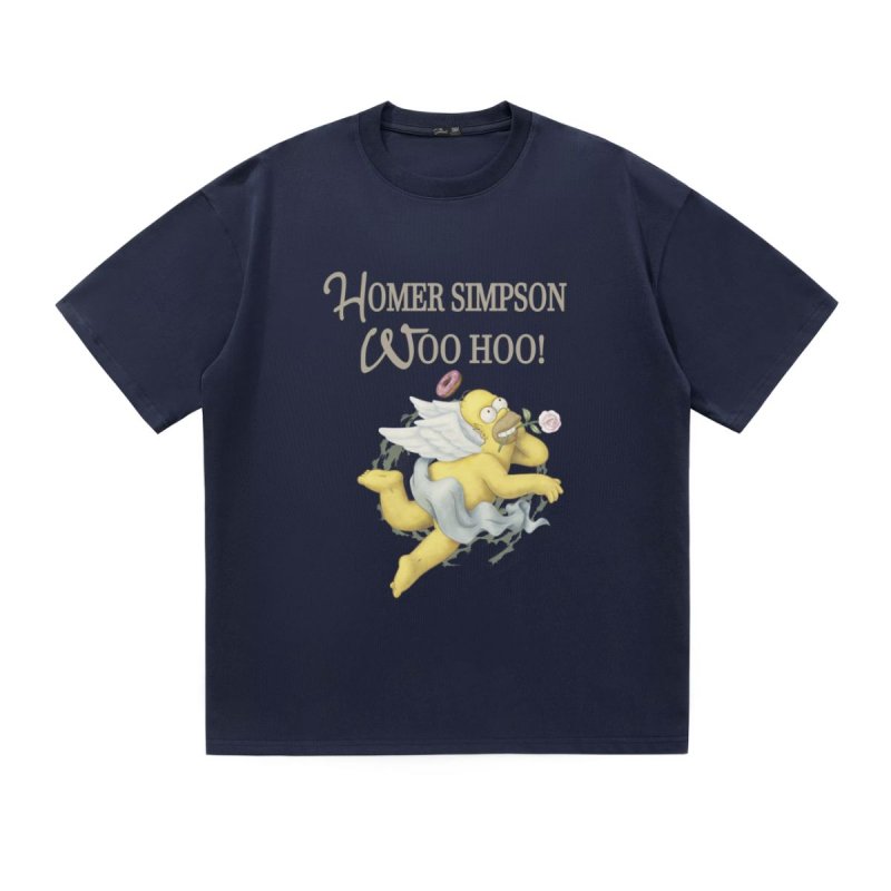 画像1: HOMER SIMPSON WOO HOO angel Print T-shirt　ユニセックス 男女兼用 ホーマーシンプソン 天使 エンジェル プリントTシャツ (1)