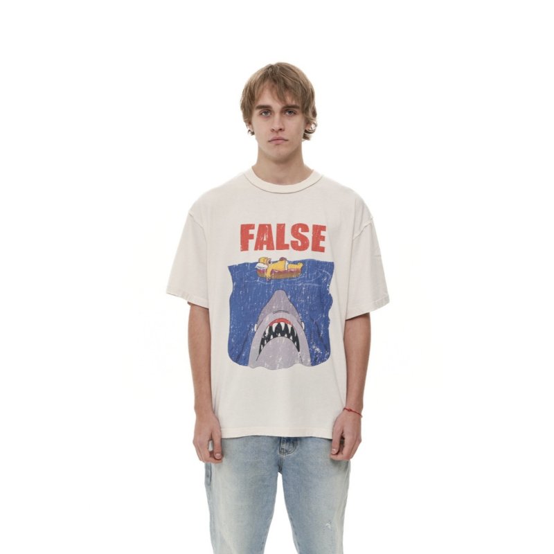 画像6: Unisex Jaws x Homer Simpson Print  T-shirt  男女兼用 ユニセックスホーマーシンプソン×ジョーズプリント 半袖 Tシャツ (6)