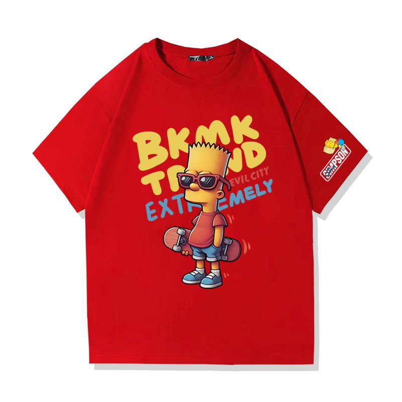 画像9: Unisex Bart Simpson x Skateboarding Print  T-shirt  男女兼用 ユニセックスバートシンプソン×スケートボードスケボープリント 半袖 Tシャツ (9)
