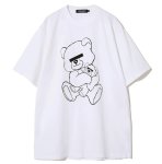 画像1: Unisex Bear family Print  T-shirt  男女兼用 ユニセックス目隠しベアファミリーベアプリント 半袖 Tシャツ (1)