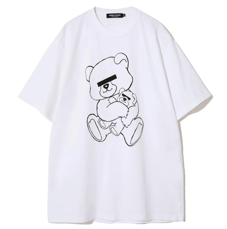 画像1: Unisex Bear family Print  T-shirt  男女兼用 ユニセックス目隠しベアファミリーベアプリント 半袖 Tシャツ (1)