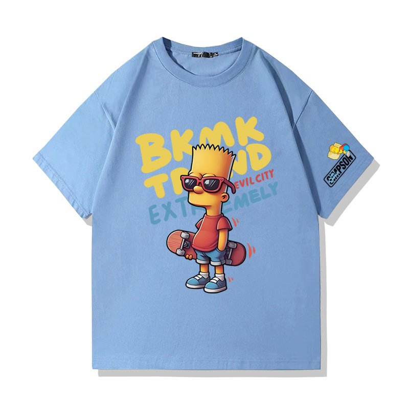 画像5: Unisex Bart Simpson x Skateboarding Print  T-shirt  男女兼用 ユニセックスバートシンプソン×スケートボードスケボープリント 半袖 Tシャツ (5)