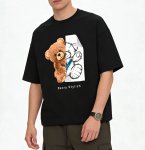 画像3: Unisex black white Half-Bear & Sketch Bear Print  T-shirt  男女兼用 ユニセックスハーフ―ベアー＆スケッチベアプリント 半袖 Tシャツ (3)