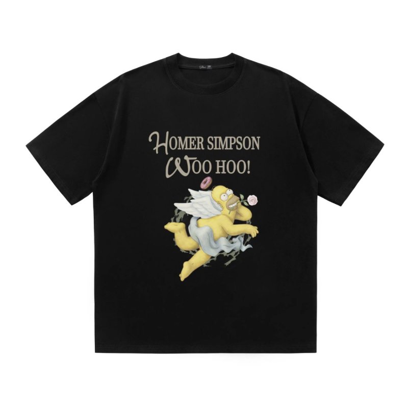 画像2: HOMER SIMPSON WOO HOO angel Print T-shirt　ユニセックス 男女兼用 ホーマーシンプソン 天使 エンジェル プリントTシャツ (2)