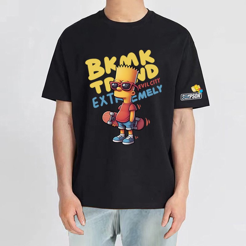 画像12: Unisex Bart Simpson x Skateboarding Print  T-shirt  男女兼用 ユニセックスバートシンプソン×スケートボードスケボープリント 半袖 Tシャツ (12)
