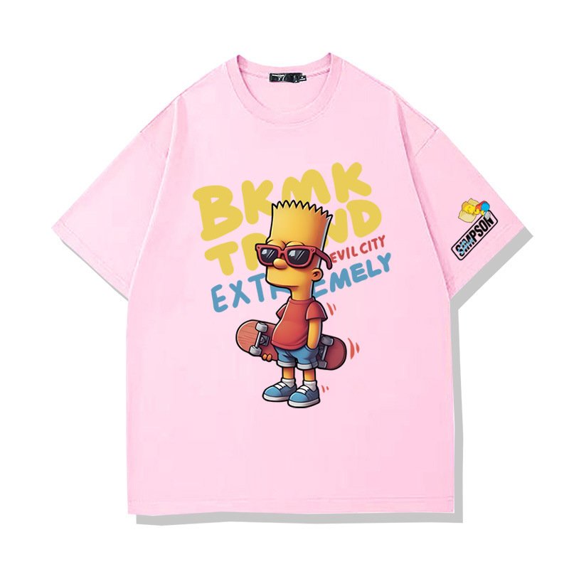 画像10: Unisex Bart Simpson x Skateboarding Print  T-shirt  男女兼用 ユニセックスバートシンプソン×スケートボードスケボープリント 半袖 Tシャツ (10)