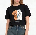 画像4: Unisex black white Half-Bear & Sketch Bear Print  T-shirt  男女兼用 ユニセックスハーフ―ベアー＆スケッチベアプリント 半袖 Tシャツ (4)