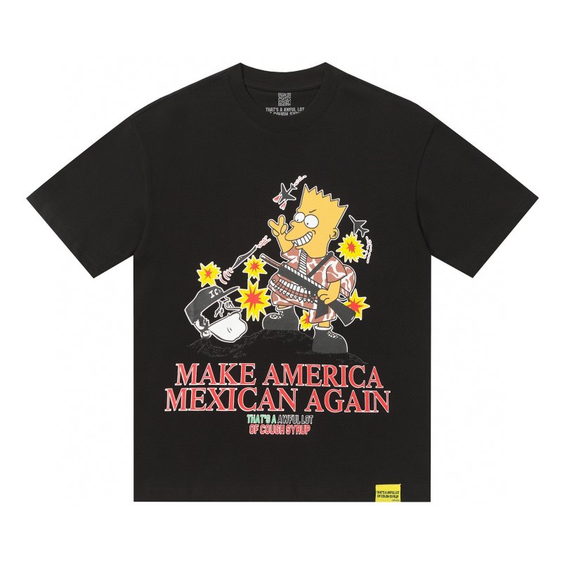 画像2: Unisex THAT'S A AWFUL LOT OF COUGH SYRUP - Fighting Fighter Bart Simpson Print  T-shirt  男女兼用 ユニセックス戦うファイターバートシンプソンプリント 半袖 Tシャツ (2)