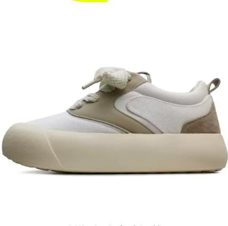 画像1: Platform leather two-tone lace-up sneakers　男女兼用ユニセックスプラットフォーム厚底レザーバイカラーレースアップスニーカー シューズ (1)