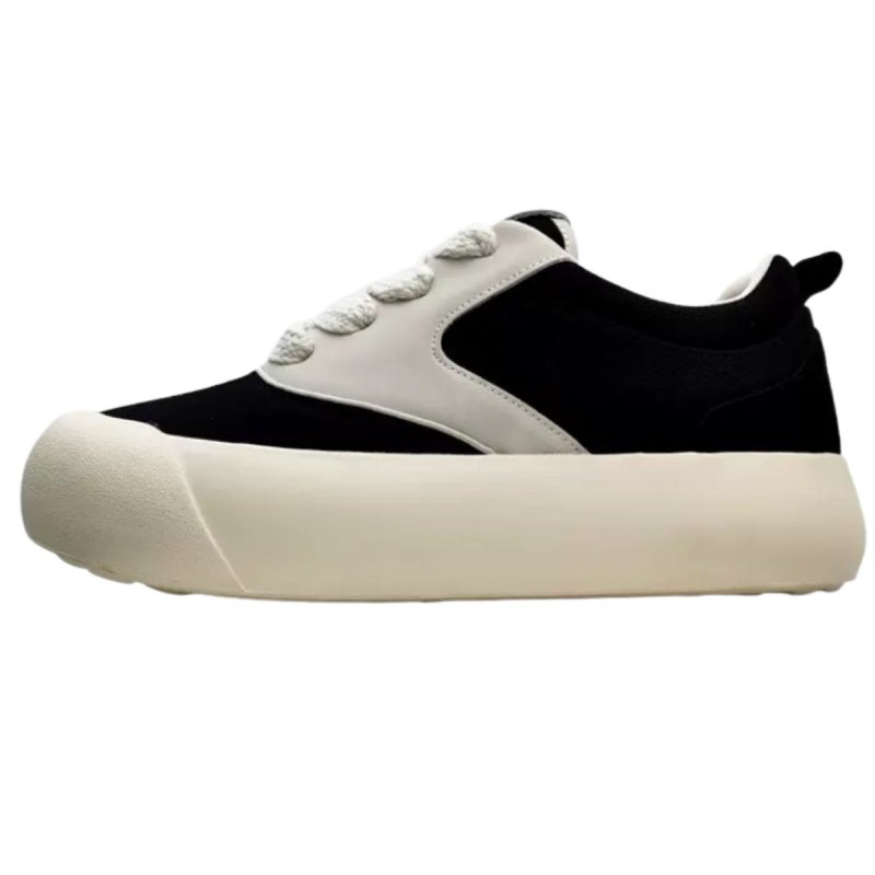 画像2: Platform leather two-tone lace-up sneakers　男女兼用ユニセックスプラットフォーム厚底レザーバイカラーレースアップスニーカー シューズ (2)