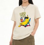 画像2: Unisex black white American retro style quirky banana man Print  T-shirt  男女兼用 ユニセックスおしゃれなバナナマンプリント 半袖 Tシャツ (2)