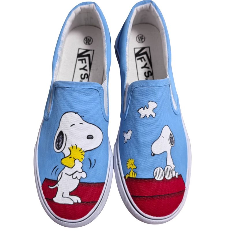 画像3: Snoopy graffiti Paint Sneakers Slip-on Shoes ユニセックス 男女兼用 スヌーピー 落書き ペイント スニーカー スリッポン (3)