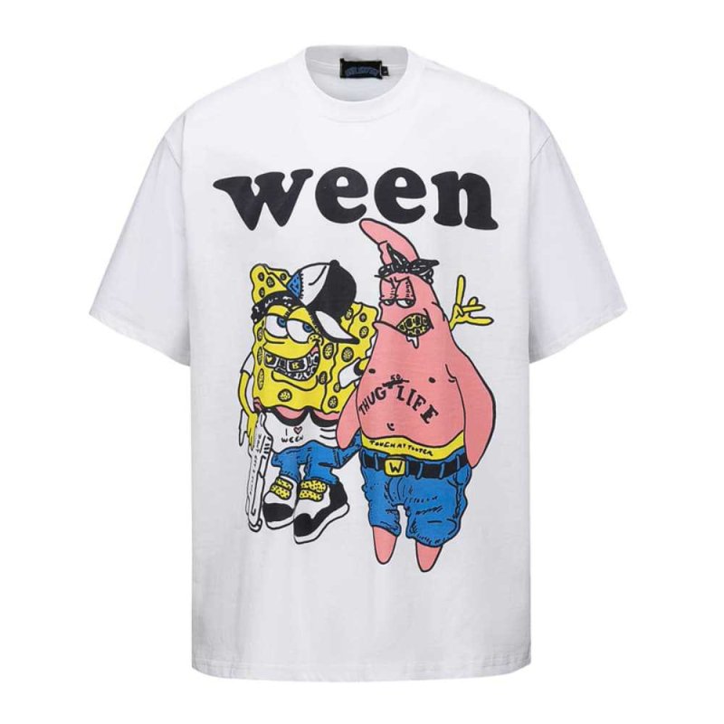 画像1: Unisex WEEN Spongebob & Patrick Print  T-shirt  男女兼用 ユニセックススポンジボブ×パトリックプリント 半袖 Tシャツ (1)