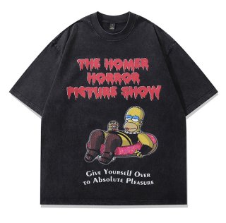 Unisex Jaws x Homer Simpson Print T-shirt 男女兼用 ユニセックス