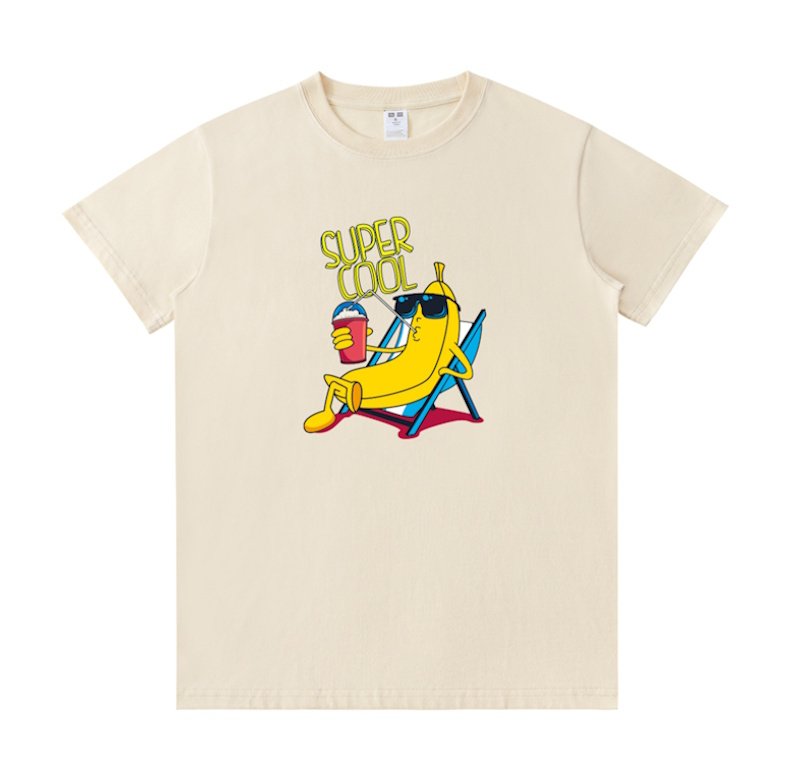 画像1: Unisex black white American retro style quirky banana man Print  T-shirt  男女兼用 ユニセックスおしゃれなバナナマンプリント 半袖 Tシャツ (1)