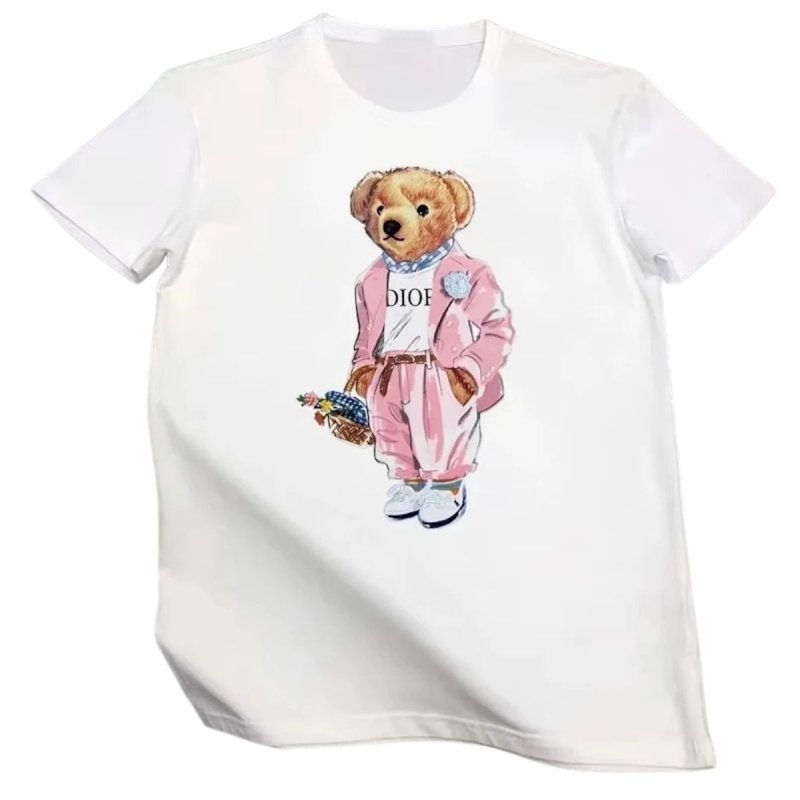 画像2: Pink suit x stylish bear crew neck Print Tshirts ユニセックス男女兼用スタイリッシュピンクスーツベアプリント Tシャツ (2)