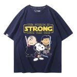 画像1: Unisex SNOOPY PEANUTS WARS and THE FORCE IS STRONG WITH THIS ONE STAR WARS print Tshirts 男女兼用 スターウォーズ ×スヌーピー プリント 半袖ラウンドネック Tシャツ ユニセックス ムービーT (1)
