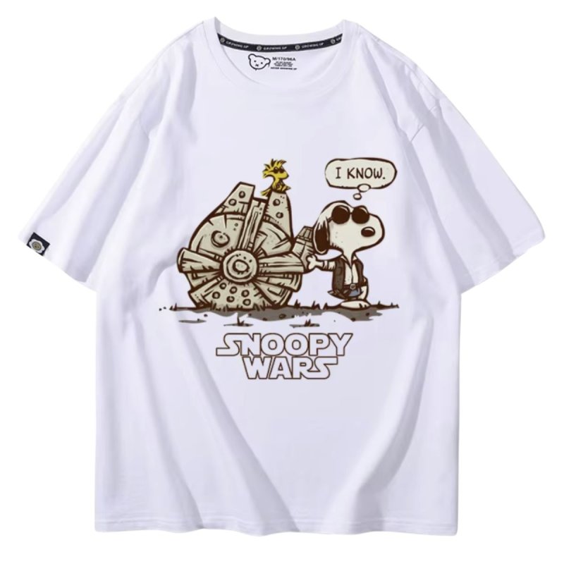画像4: Unisex SNOOPY WARS STAR WARS print Tshirts 男女兼用 スターウォーズ ×スヌーピー プリント 半袖ラウンドネック Tシャツ ユニセックス ムービーT (4)