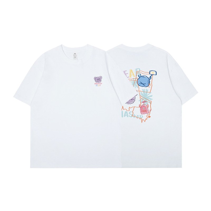 画像2: KAWS Bear Print short sleeve T-shirt  ユニセックス 男女兼用カウズベアポッププリント 半袖Tシャツ (2)